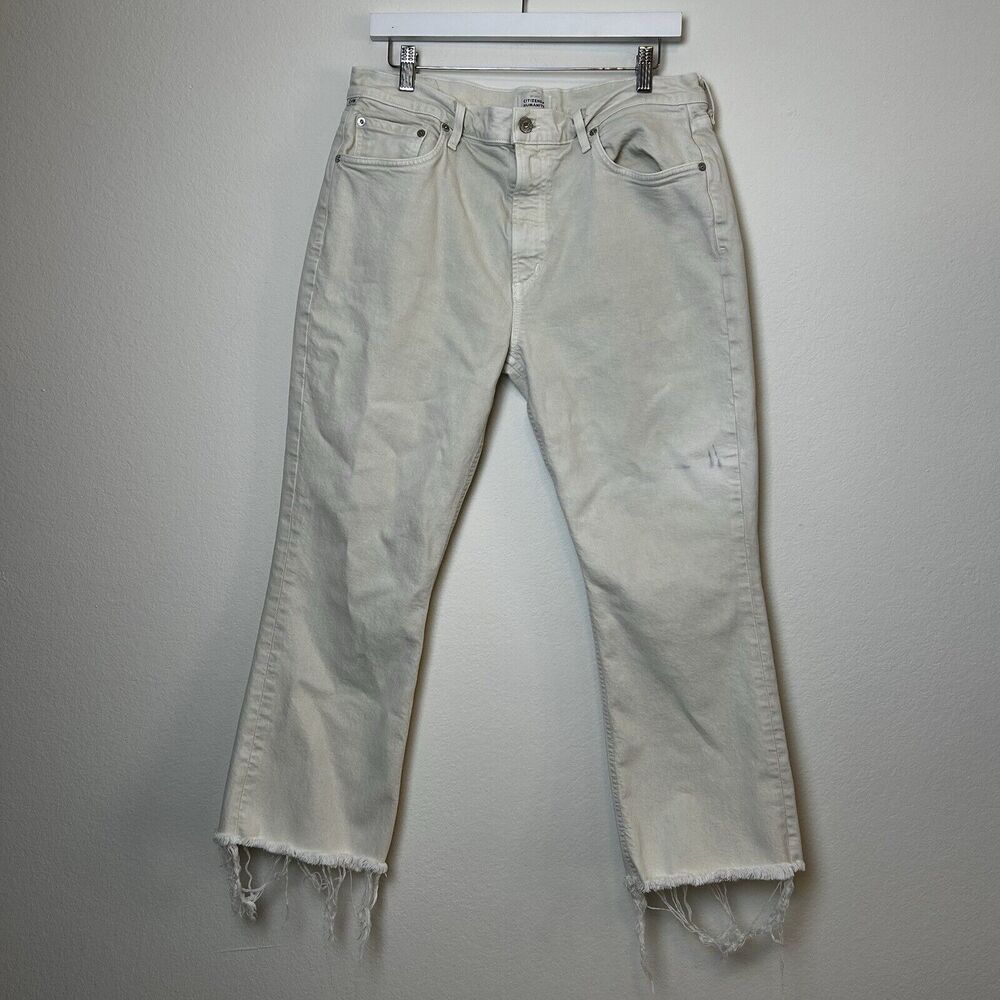 Citizens of Humanity Jeans Women's 32 Cream Isola Crop Raw Hem Medium Casual